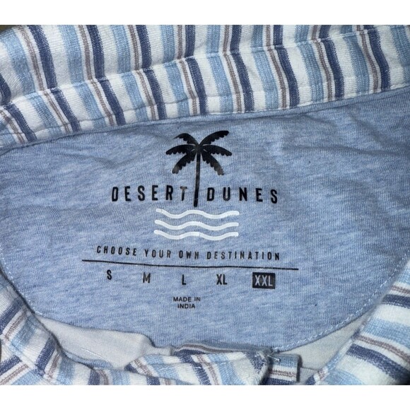 Desert Dunes Striped Polo Shirt Blue White Short Sleeve Men’s XXL Casual Golf - Picture 2 of 5